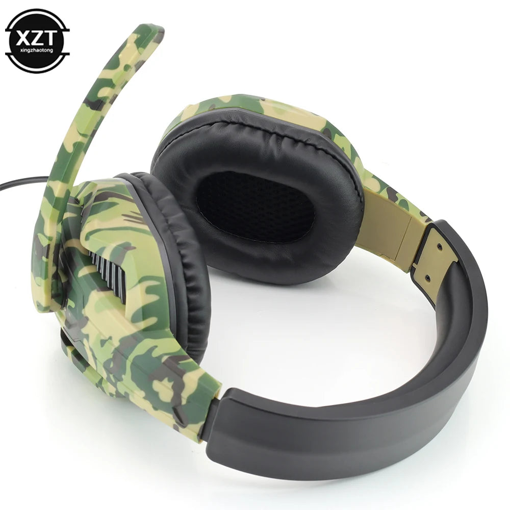 Camouflage Gaming Headset 3.5mm AUX Jack Wired Headphones