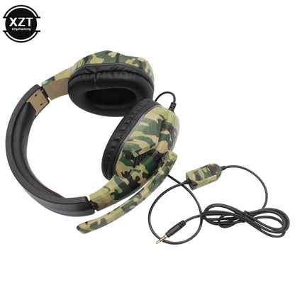 Camouflage Gaming Headset 3.5mm AUX Jack Wired Headphones