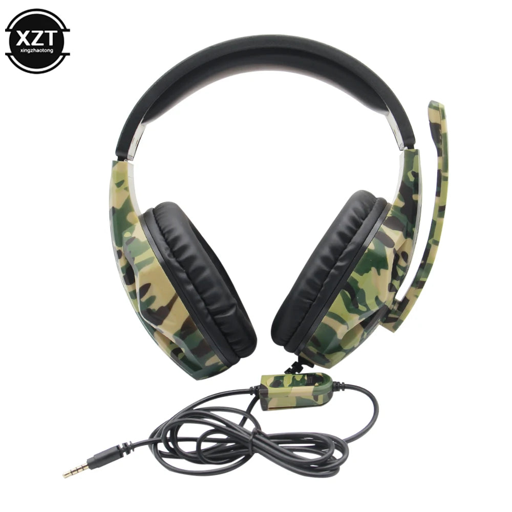 Camouflage Gaming Headset 3.5mm AUX Jack Wired Headphones