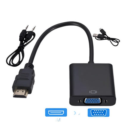 HD 1080P HDMI To VGA Converter HDMI Cable With Audio Power Supply