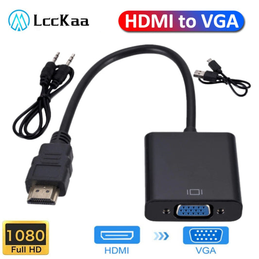 HD 1080P HDMI To VGA Converter HDMI Cable With Audio Power Supply