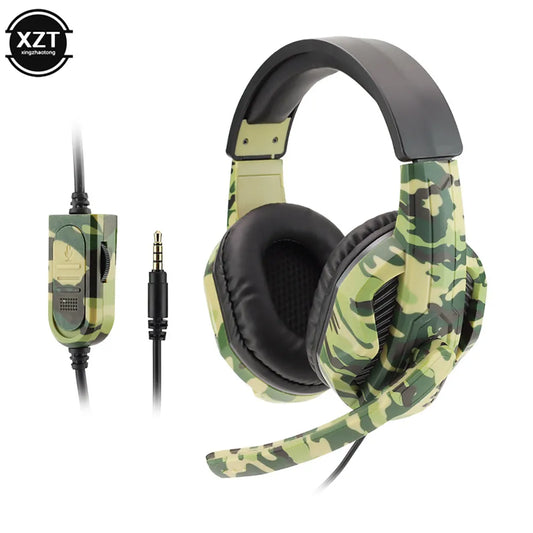 Camouflage Gaming Headset 3.5mm AUX Jack Wired Headphones