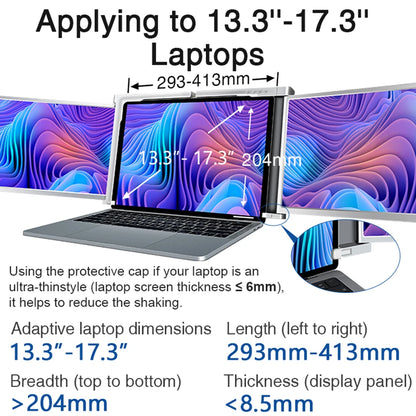 14 inches/13.3in Laptop Expansion Screen FHD Portable Tri-screen Monitor