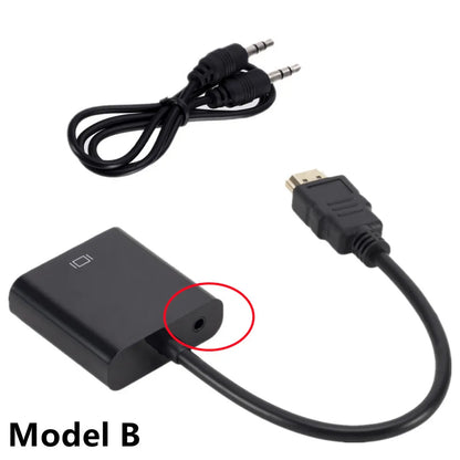 HD 1080P HDMI To VGA Converter HDMI Cable With Audio Power Supply