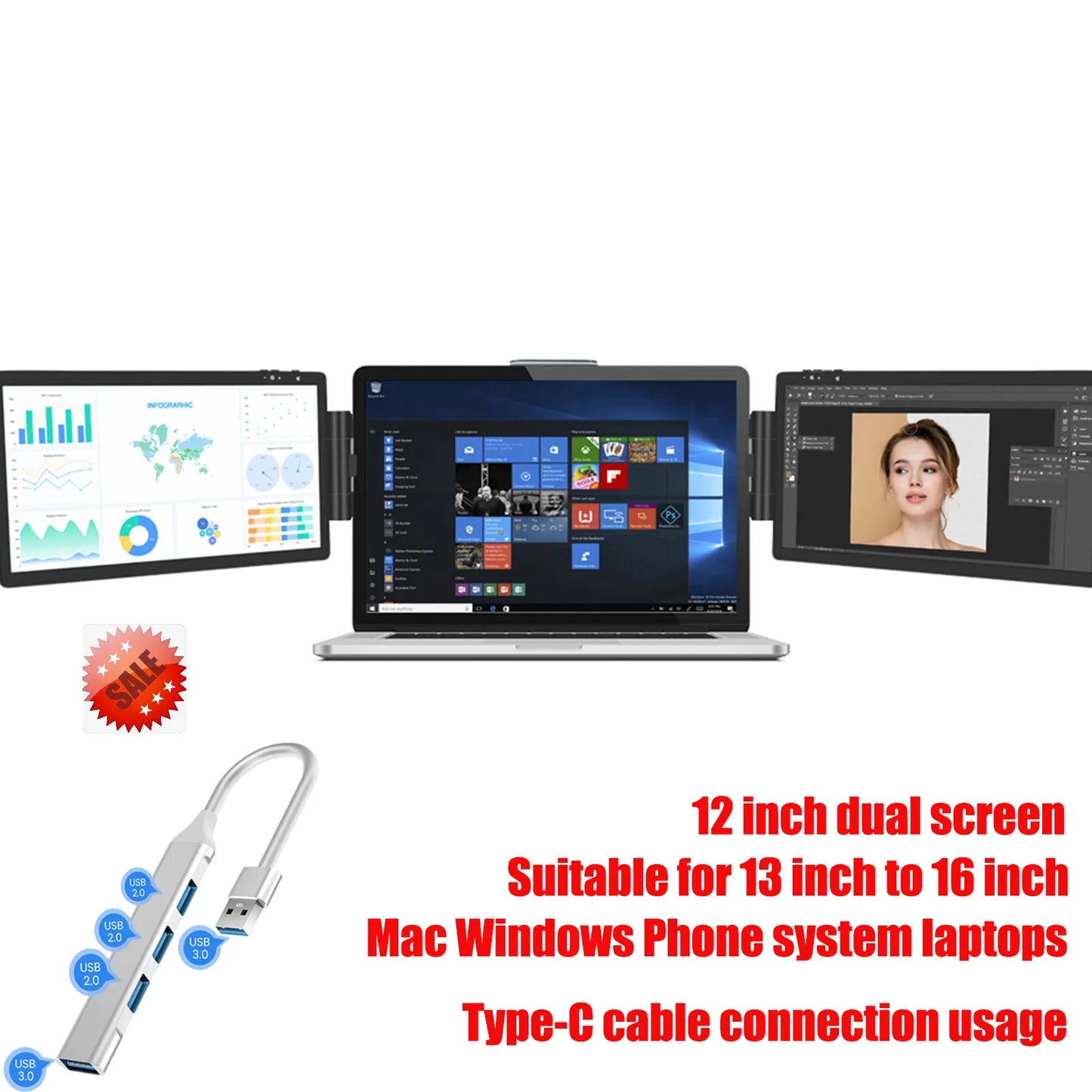 LCD Dual Triple Monitor Screen Extender